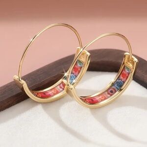 Gold and Multicolor Hoop Earrings